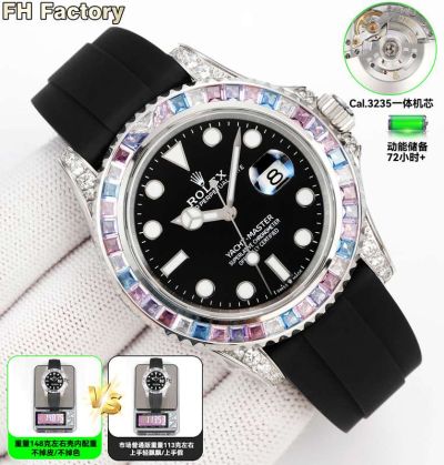 FH Factory Rolex Yacht-Master 226679TBR 3235 Movement 42mm Rainbow Diamond Bezel Watch